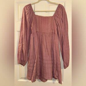 Bohemian Mauve Long Sleeve Dress